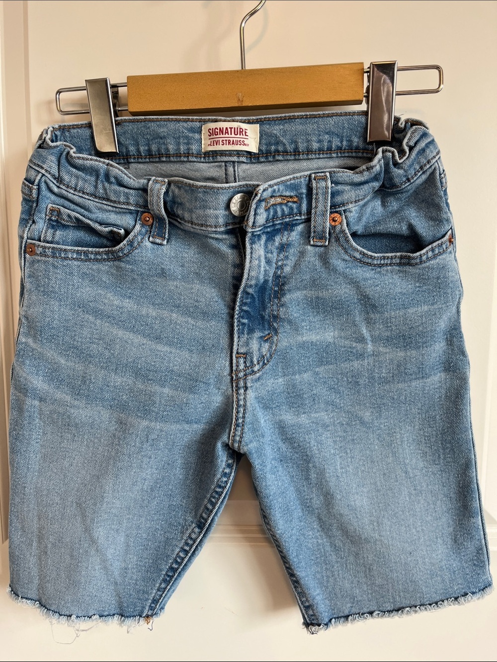 Signature by Levi Strauss Light Blue Raw Hem Denim Shorts